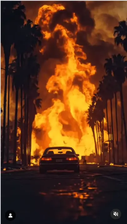 Car Under Fiery Explosion