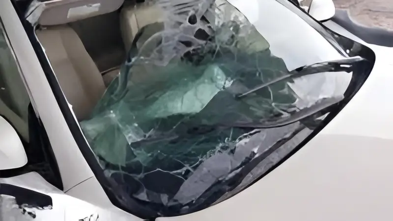 Car Windshield Shattered Extensively