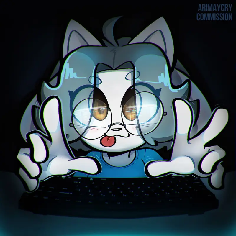 Cartoon Cat With Keyboard