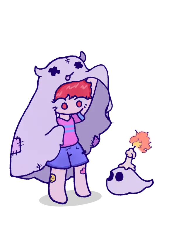Cartoon Child With Ghost