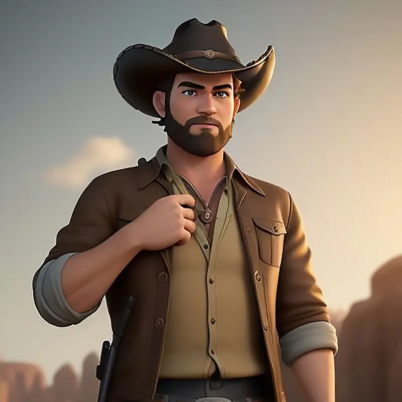 Cartoon Cowboy In Desert