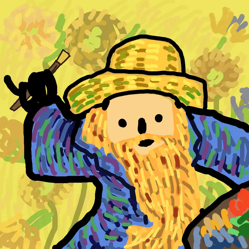 Cartoon Painter With Straw Hat