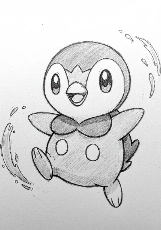 Cartoon Penguin Pencil Sketch