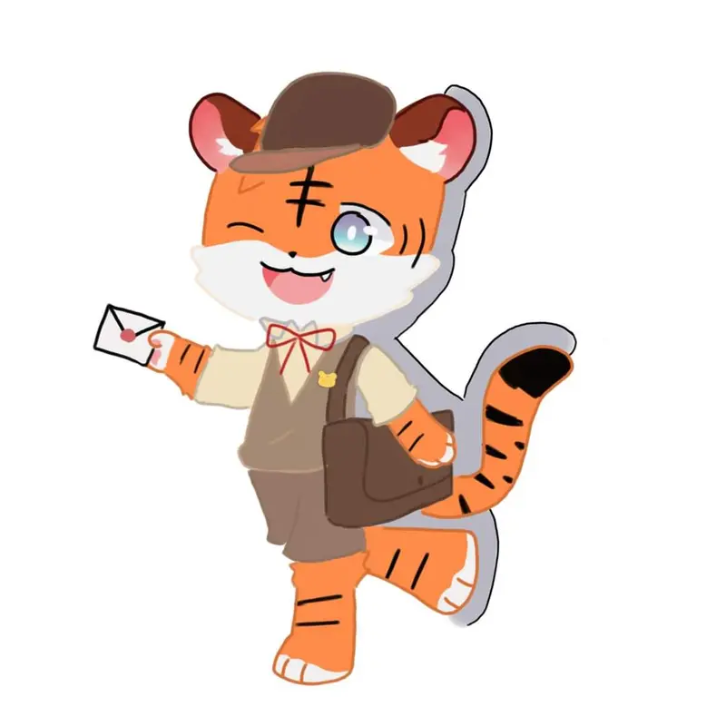 Cartoon Tiger Mail Carrier