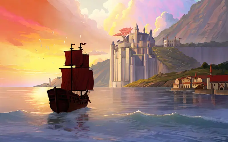 Castle Coast Sailboat Sunset