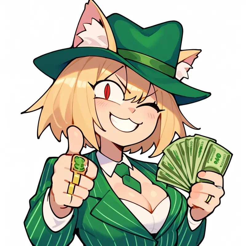 Cat-eared Woman With Cash