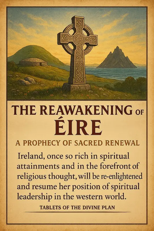 Celtic Cross And Irish Landscape