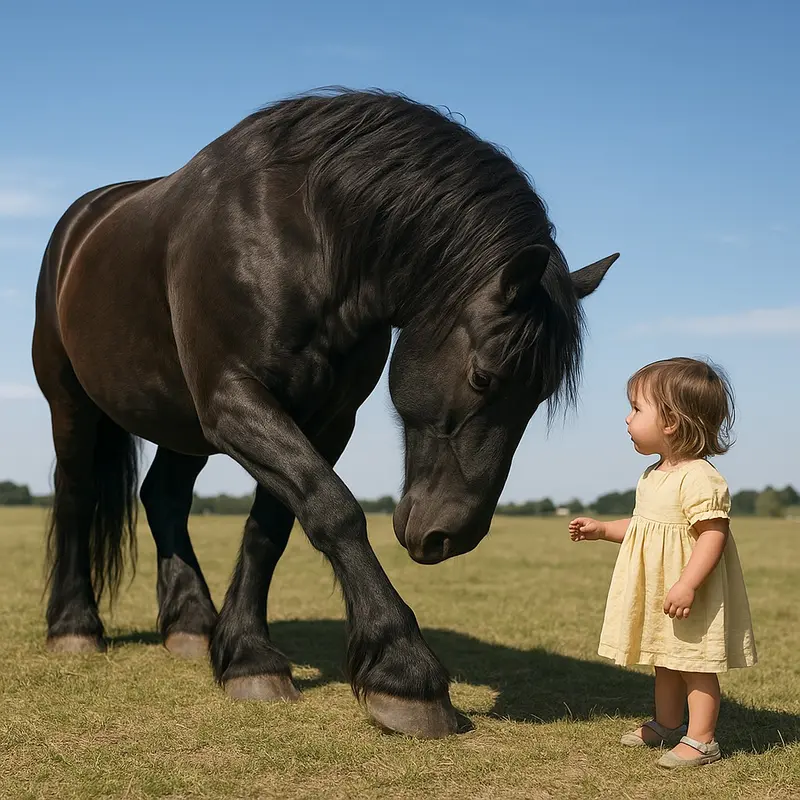 Child And Horse Interaction