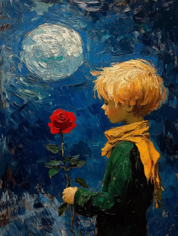 Child With Rose Under Moon