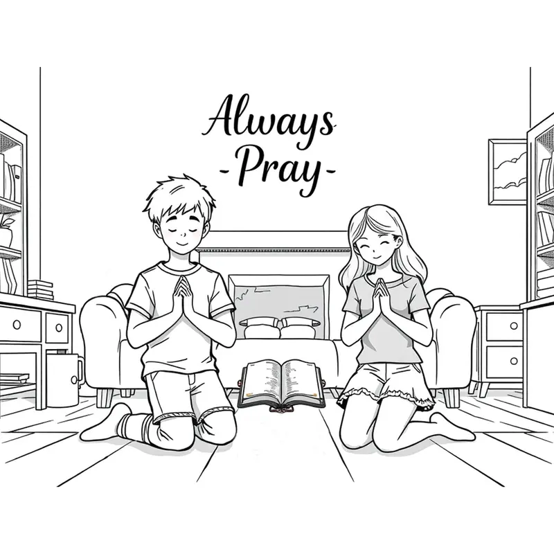 Children Praying Illustration