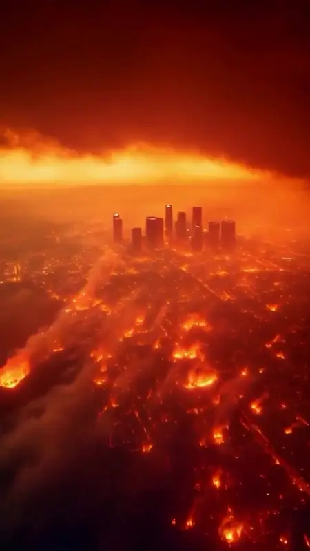 Cityscape Engulfed In Flames