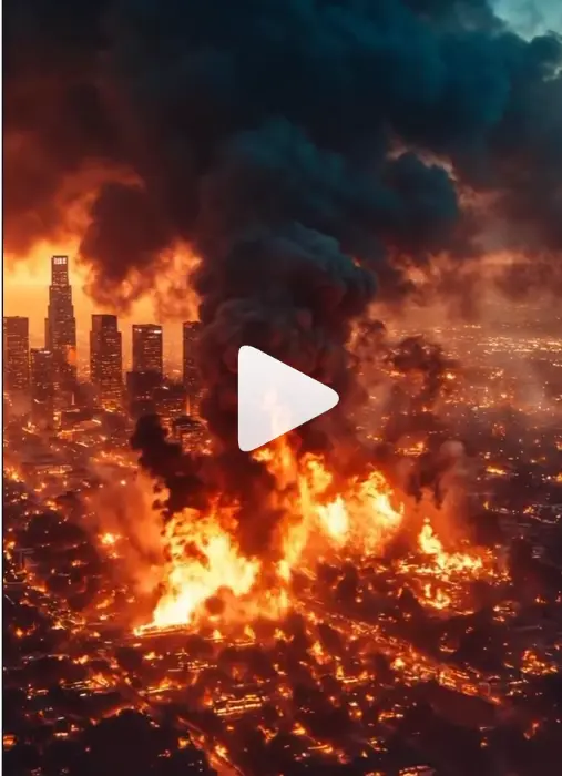 Cityscape Inferno With Smoke