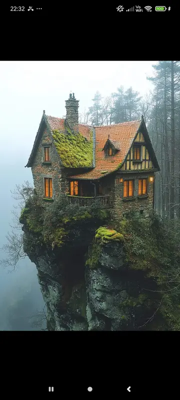Cliffside Stone Cottage With Moss