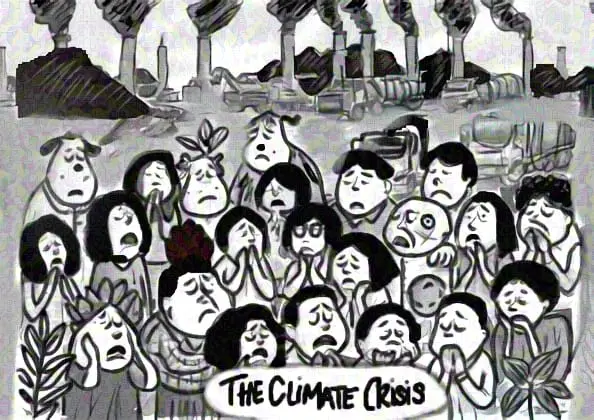 Climate Crisis Cartoon Illustration