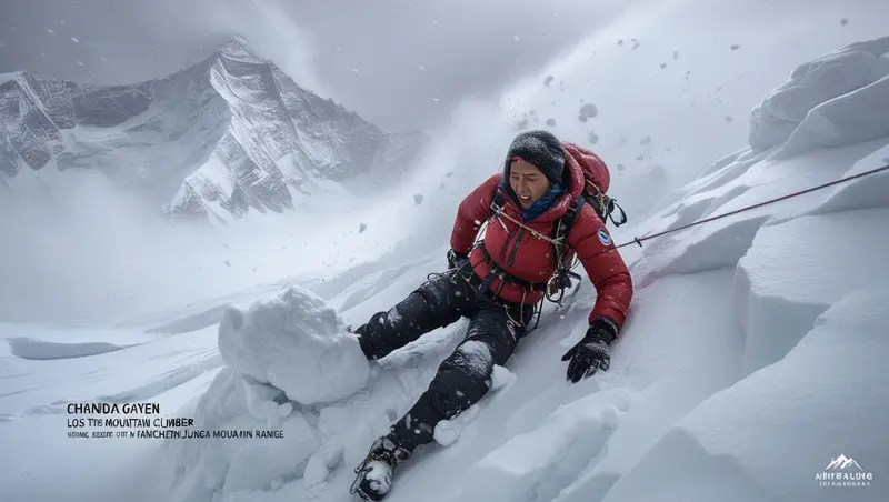 Climber Descending Snowy Mountain