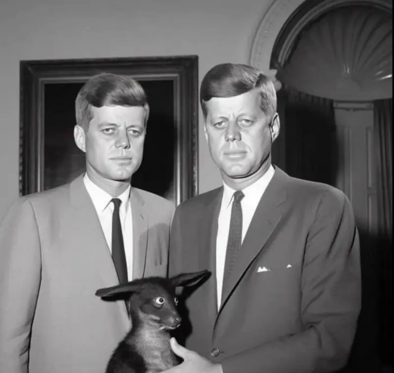 Cloned Men Holding Dog