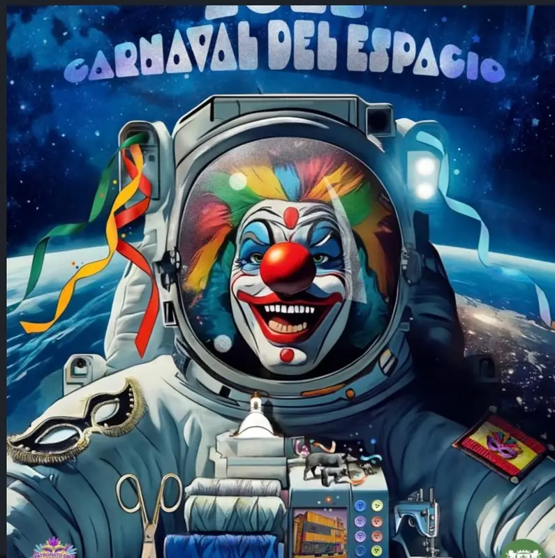 Clown Astronaut Carnival Scene