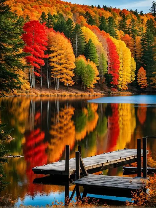 Colorful Autumn Lake Reflection