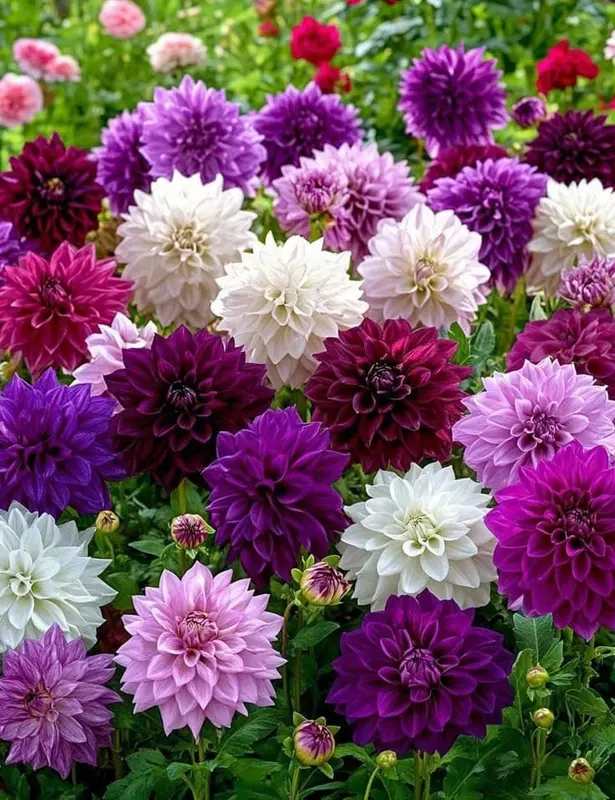 Colorful Dahlia Flower Garden