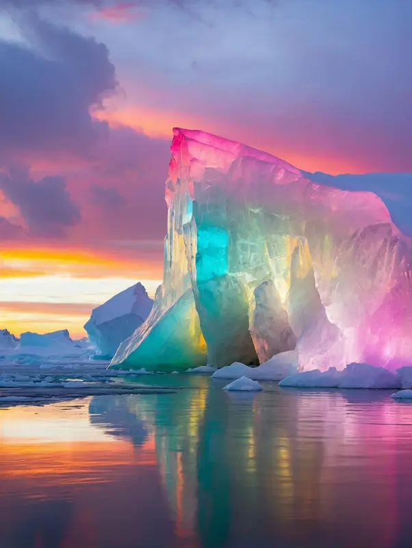 Colorful Iceberg At Sunset