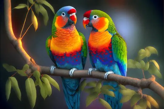 Colorful Parrot Pair Illustration