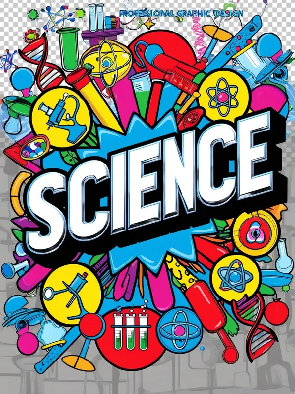 Colorful Science Symbols Collage