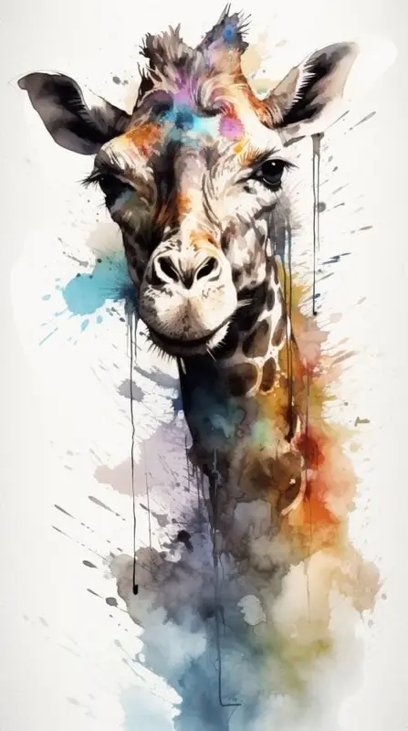 Colorful Watercolor Giraffe Portrait