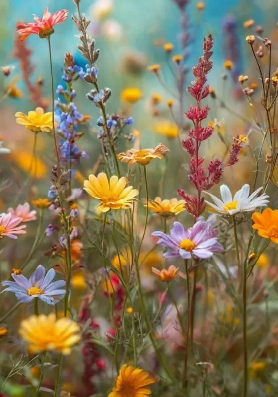 Colorful Wildflowers In A Meadow