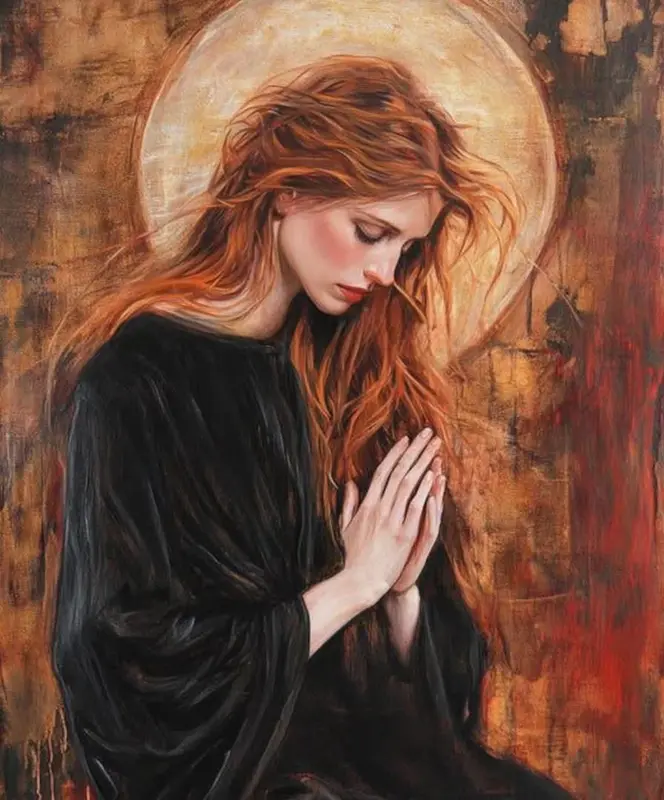 Contemplative Red Haired Figure