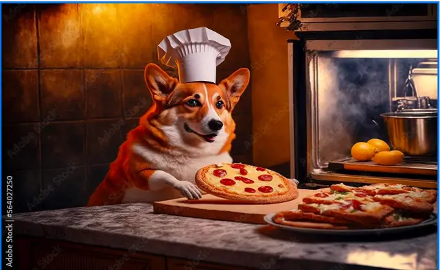 Corgi Pizza Chef Cooking