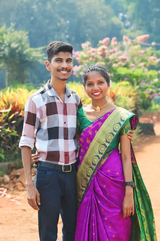 Couple In Colorful Attire Outdoors