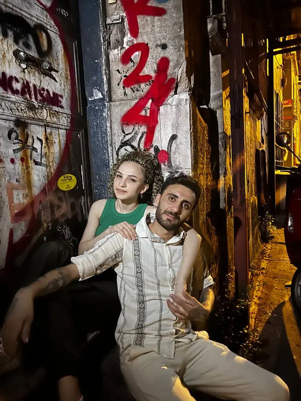 Couple In Urban Night Alley