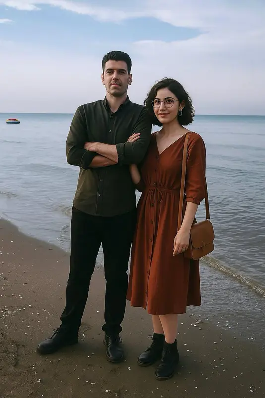 Couple Posing At The Beach