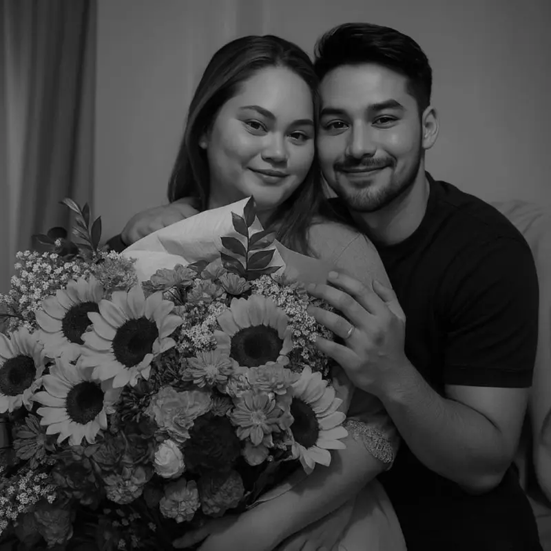 Couple With Flowers, Portrait