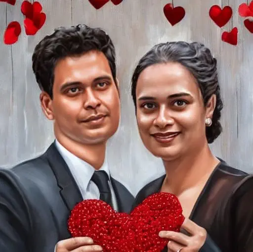 Couple With Red Heart