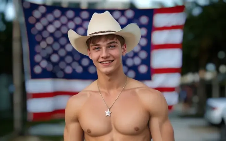 Cowboy With Flag Backdrop