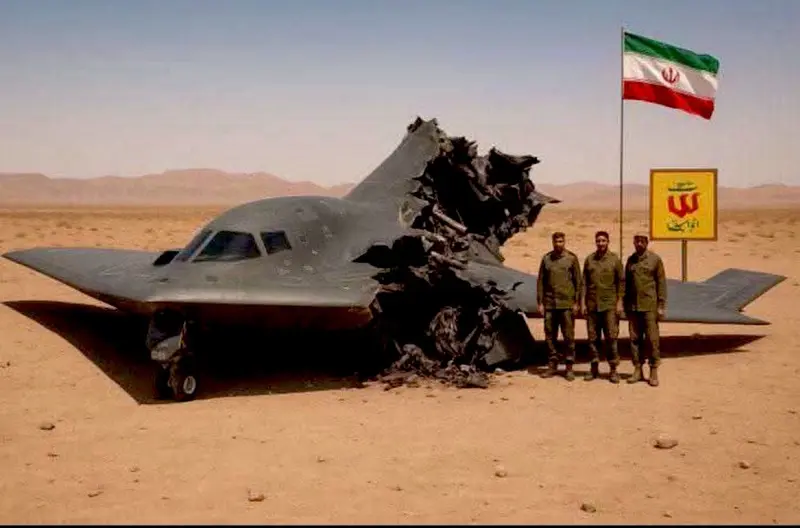 Crashed Stealth Bomber With Soldiers