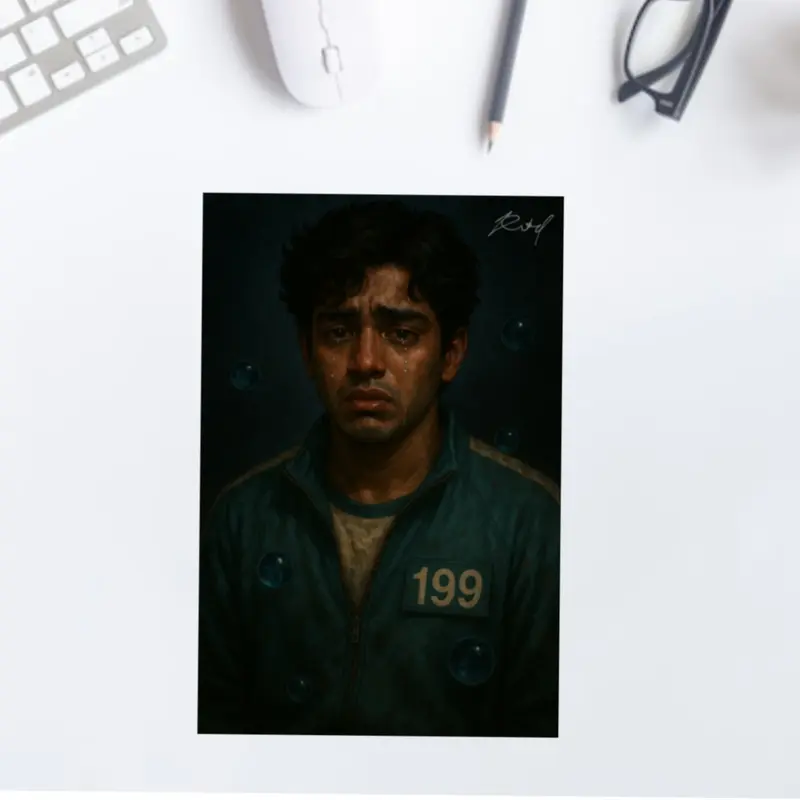 Crying Man In Teal Outfit