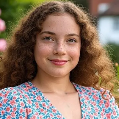 Curly-haired Woman Outdoors Portrait
