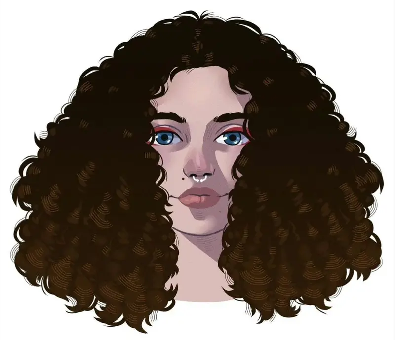 Curly-haired Woman Portrait