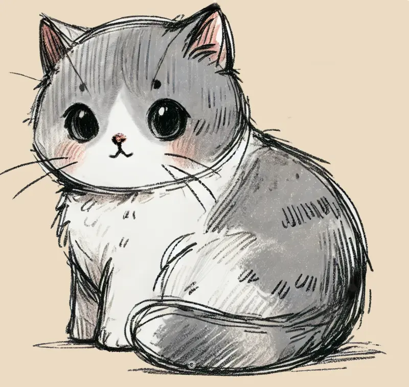 Cute Sketch Cat Illustration