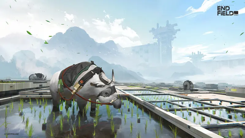 Cybernetic Rhino In Futuristic Landscape