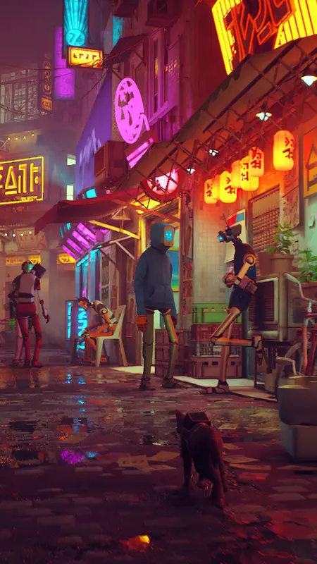 Cyberpunk Street With Robots