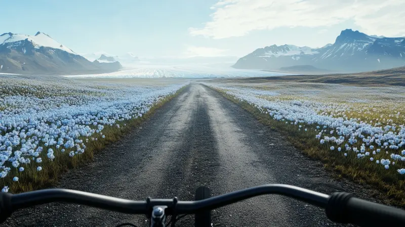 Cyclist's View To Mountains