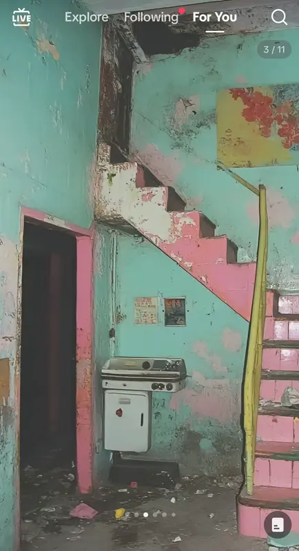 Derelict Interior: Stairs And Stove