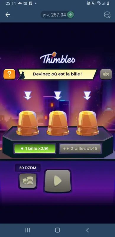 Digital Thimbles Game Interface