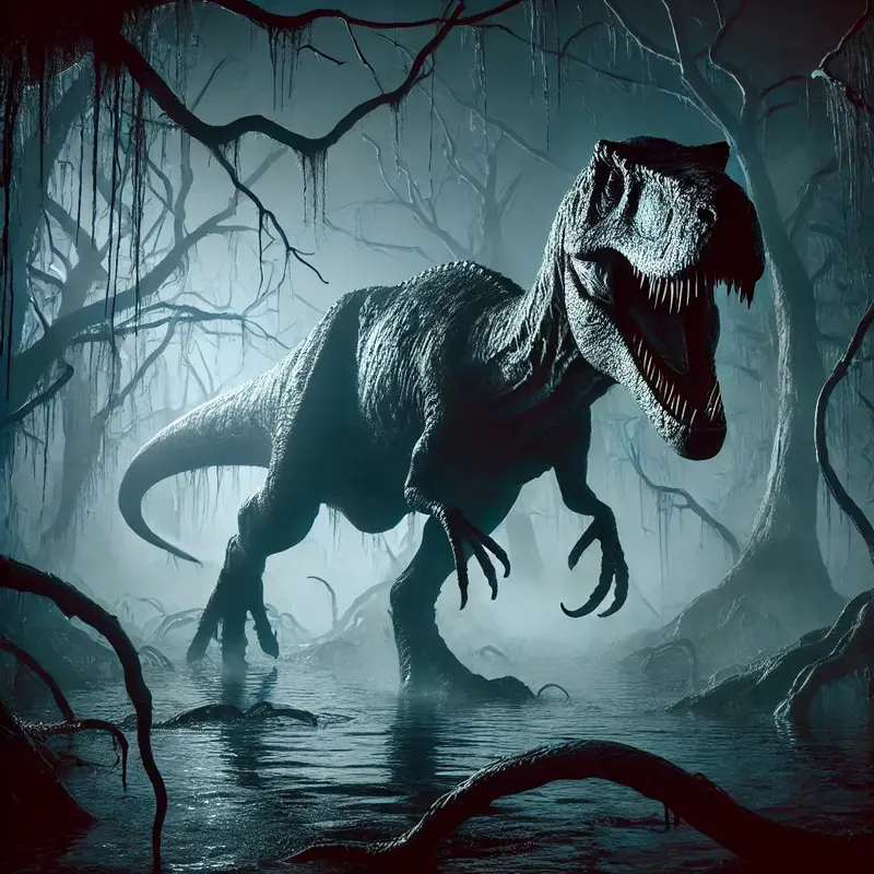 Dinosaur In Misty Swamp