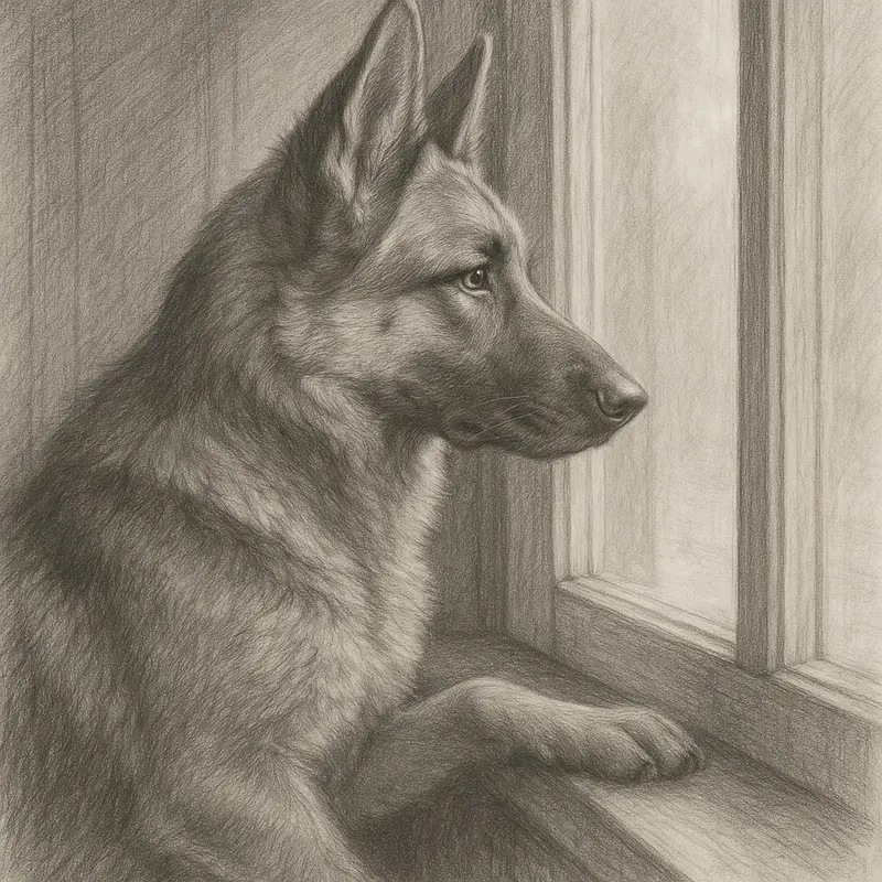 Dog Watching From Window