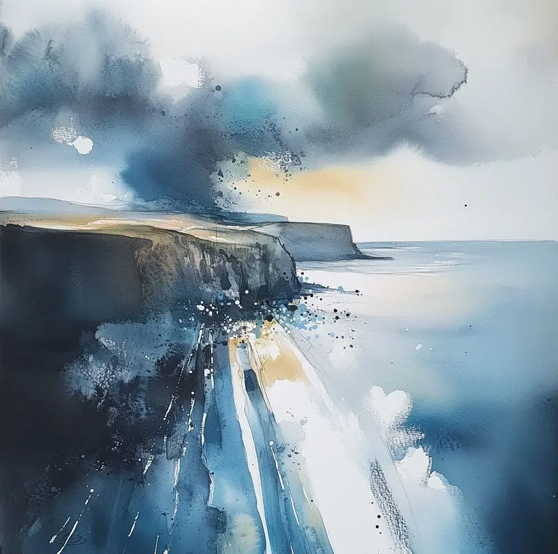 Dramatic Coastal Watercolor Painting