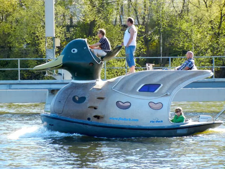 Duck-Shaped Boat On Water